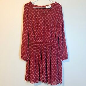 Elle Red Mini Dress with Pattern